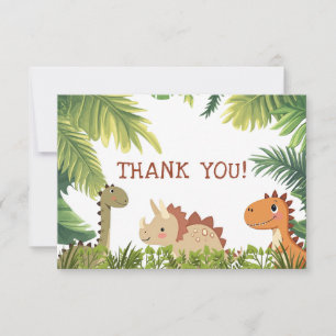 Cute Dinosaur Greenery Birthday Party Thank You