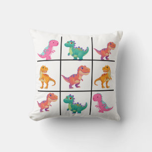 Cute Dinosaur Grid Design with Nine Colourful Dino Cushion