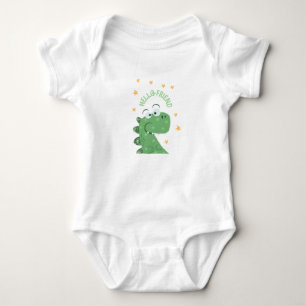 Cute Dinosaur Hello Friend Baby Bodysuit