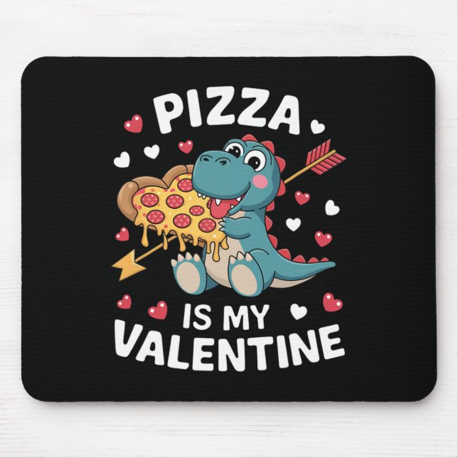 Cute Dinosaur Holding Pizza For A Fun Valentine's  Mouse Mat (Front)