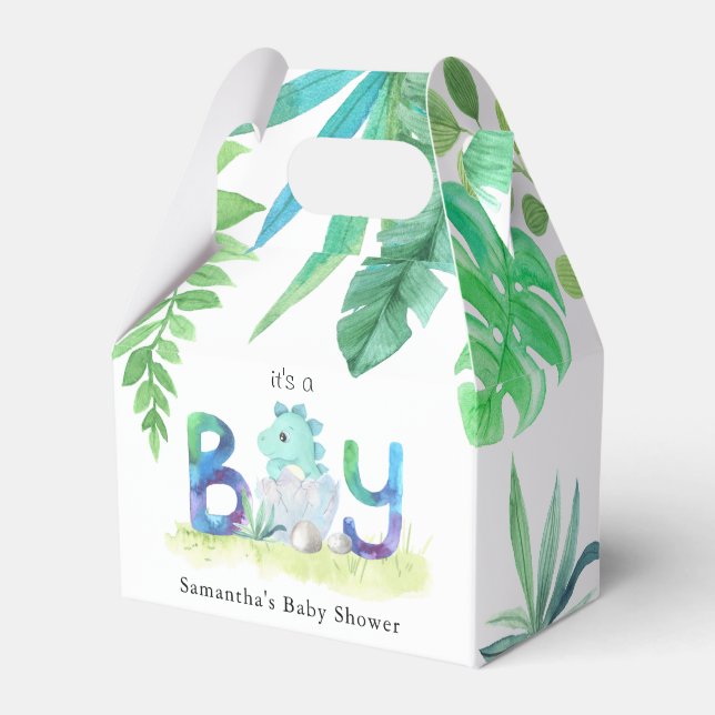Cute Dinosaur 'It's a Boy' Baby Shower Favour Box (Front Side)