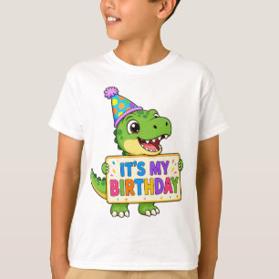 Cute Dinosaur It's My Birthday Kids T-Shirt