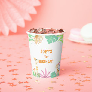 Cute Dinosaur Jungle Birthday Party Paper Cups