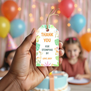 Cute Dinosaur Jungle Birthday Party Thank You Gift Tags