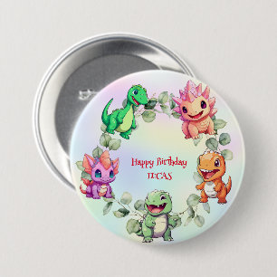 Cute dinosaur jungle School kid birthday party boy 7.5 Cm Round Badge