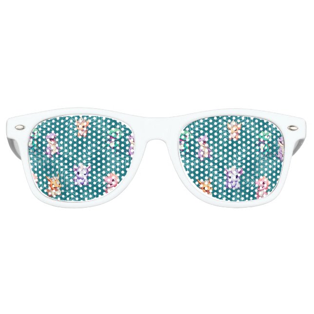 Cute dinosaur jungle School kids Birthday party bo Retro Sunglasses (Front)