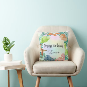 Cute dinosaur jungle School kids Birthday party  Cushion