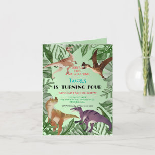 Cute dinosaur jungle School kids Birthday party Invitation