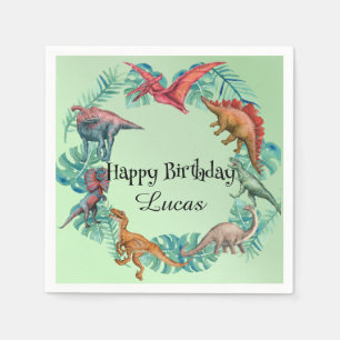 Cute dinosaur jungle School kids Birthday party Napkin