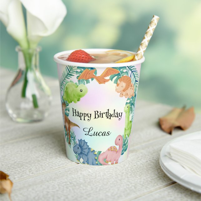 Cute dinosaur jungle School kids Birthday party  Paper Cups (Insitu)