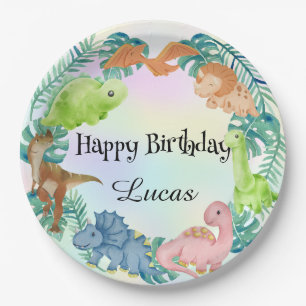 Cute dinosaur jungle School kids Birthday party  Paper Plate