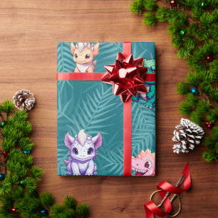 Cute dinosaur jungle School kids Birthday party  Wrapping Paper