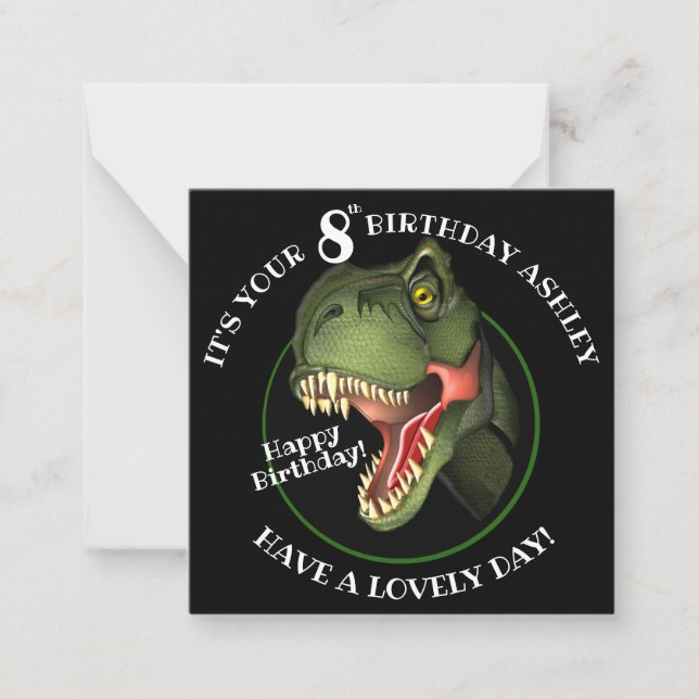 Cute Dinosaur Kid's Age Birthday Card (Front)