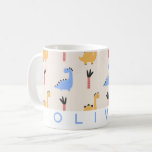 Cute Dinosaur Kids Personalised Name Mug<br><div class="desc">KBring joy to your little one’s mornings with this adorable dinosaur-themed mug! Featuring a playful pattern of colourful dinosaurs and palm trees, this mug is perfect for kids who love prehistoric adventures. The fun design makes drinking milk, hot chocolate, or juice extra special. Best of all, you can personalise it...</div>