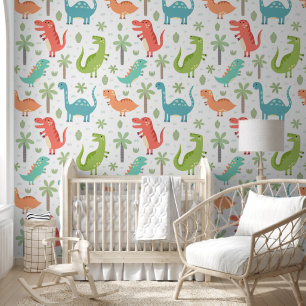 Cute Dinosaur Kids Room Nursery Wallpaper