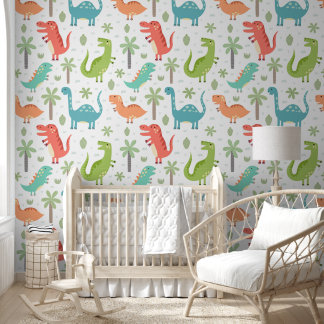 Cute Dinosaur Kids Room Nursery Wallpaper