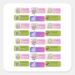 Cute Dinosaur Kids Safety ID Sticker Sheet