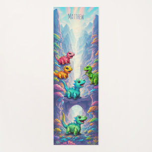 Cute Dinosaur Kids Yoga Mat with custom name