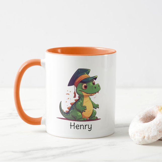 Cute Dinosaur Kindergarten Graduate Personalised Mug (With Donut)