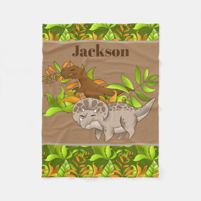 Cute Dinosaur lovers add name baby Fleece Blanket (Front)