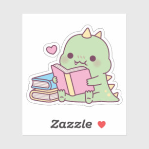 Cute Dinosaur Loves Reading Books
