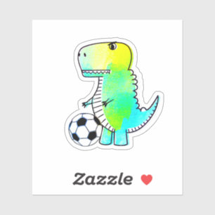 Cute Dinosaur Loves Soccer Watercolor