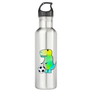 Cute Dinosaur Loves Soccer Watercolor 710 Ml Water Bottle