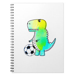 Cute Dinosaur Loves Soccer Watercolor Notebook