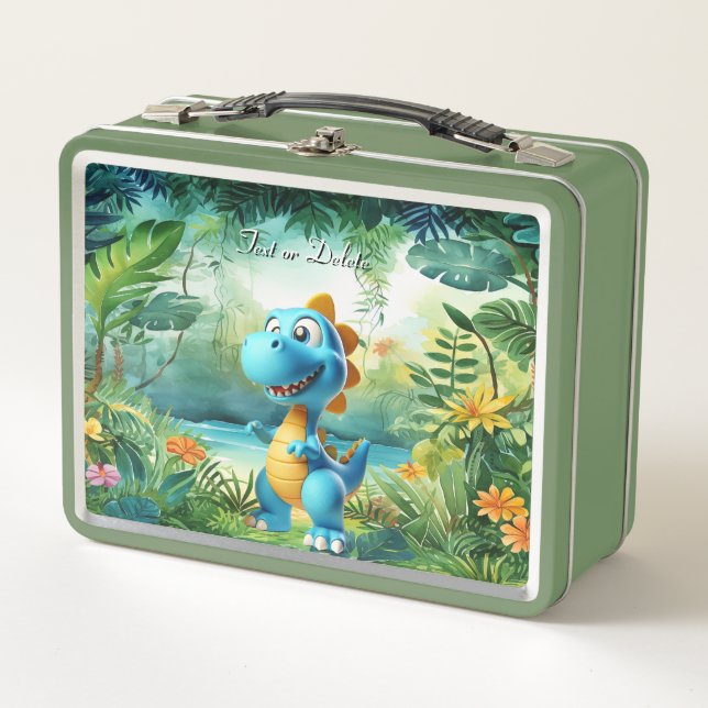 Cute Dinosaur Metal Lunch Box (Front)