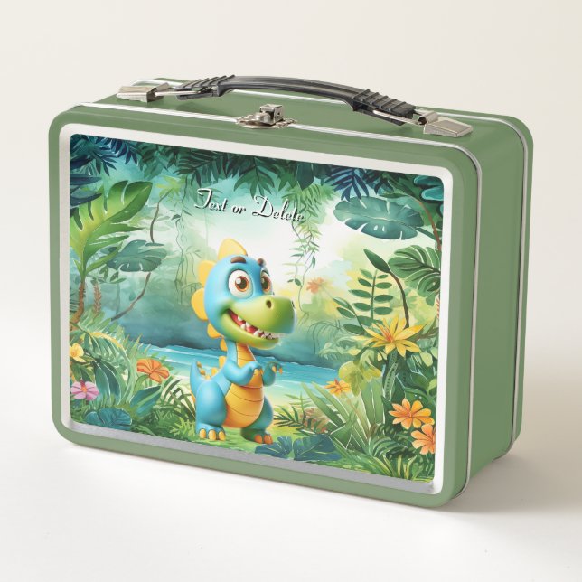 Cute Dinosaur Metal Lunch Box (Front)