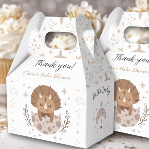 Cute Dinosaur Modern Boho Neutral Baby Shower Favour Box