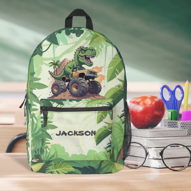 Cute Dinosaur Monster Truck Kids Custom Printed Backpack (Creator Uploaded)