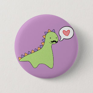 Cute Dinosaur Moustache 6 Cm Round Badge