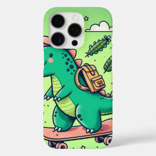 Cute Dinosaur on a Skateboard iPhone 16 Pro Case