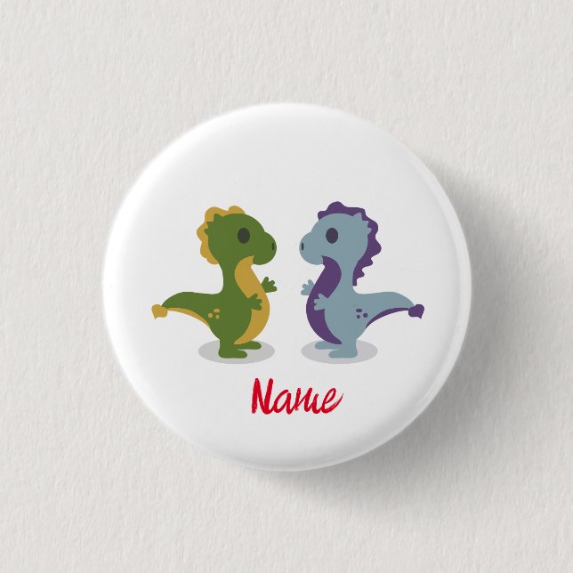 Cute Dinosaur Pair Thunder_Cove  3 Cm Round Badge (Front)