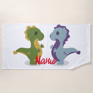 Cute Dinosaur Pair Thunder_Cove Beach Towel