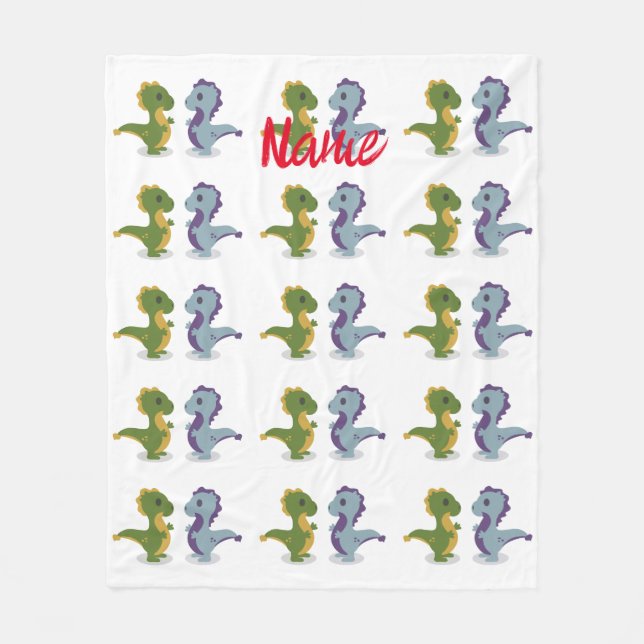 Cute Dinosaur Pair Thunder_Cove Fleece Blanket (Front)