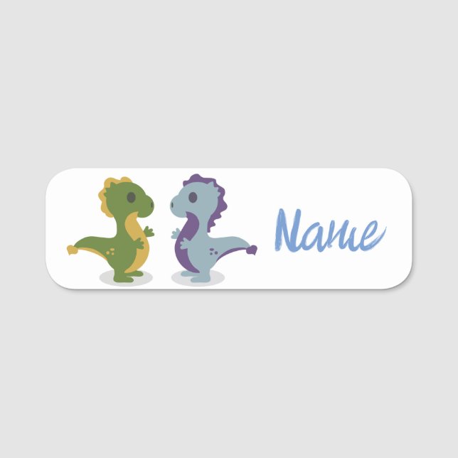 Cute Dinosaur Pair Thunder_Cove  Name Tag (Front)