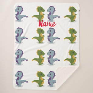 Cute Dinosaur Pair Thunder_Cove Sherpa Blanket