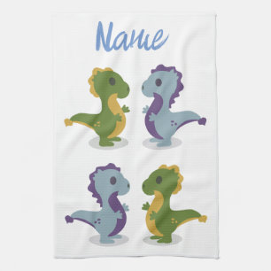 Cute Dinosaur Pair Thunder_Cove Tea Towel