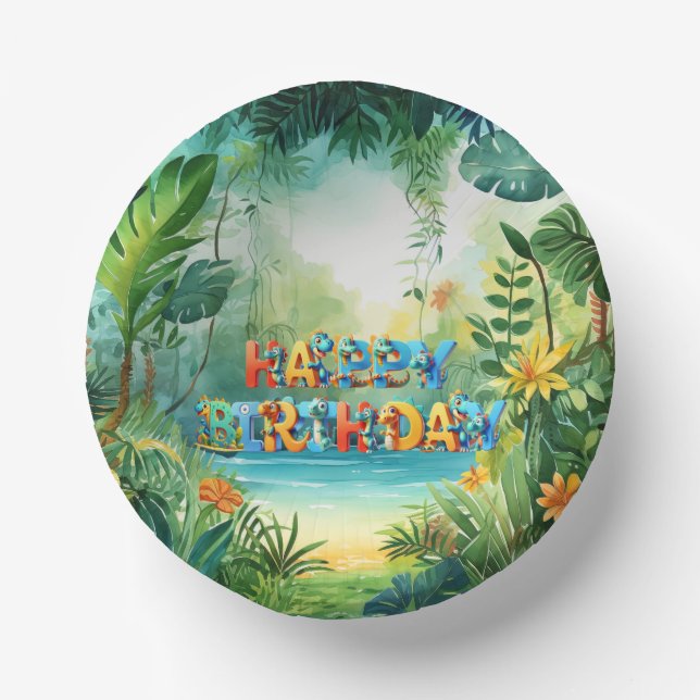 Cute Dinosaur Paper Bowl Paper Plate (Front)
