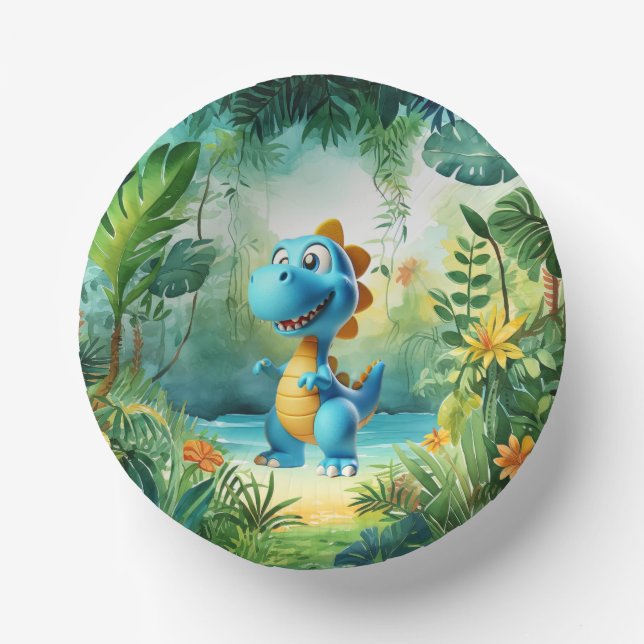 Cute Dinosaur Paper Bowl Paper Plate (Front)