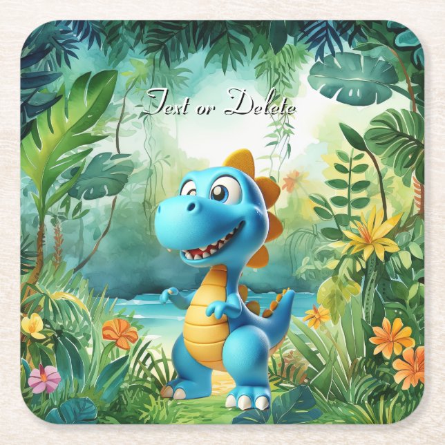 Cute Dinosaur Paper Coaster (Front)