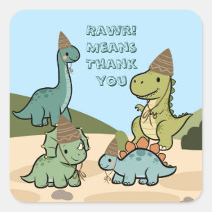 Cute Dinosaur Party Favor Sticker 