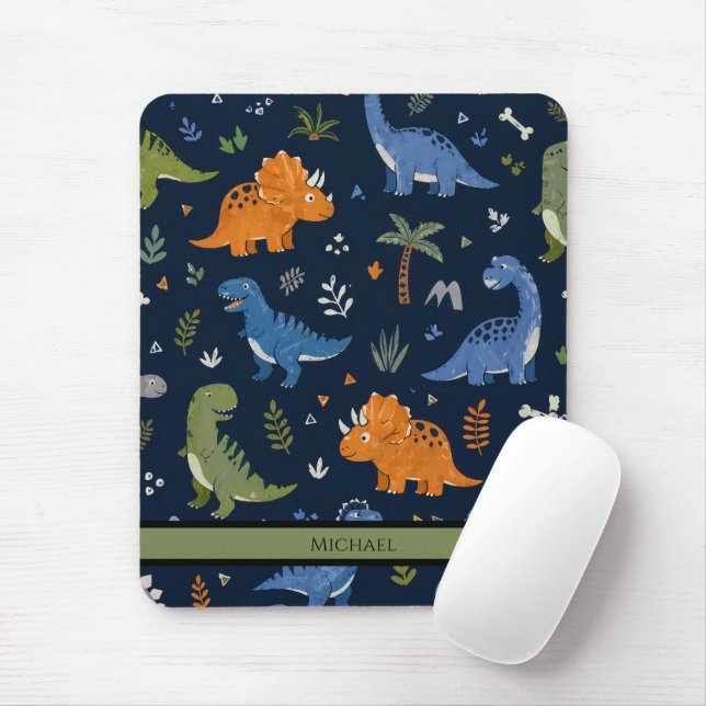 Cute Dinosaur Pattern Colorful  Mouse Mat (With Mouse)