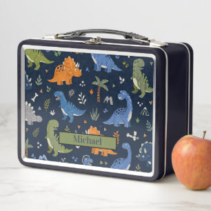 Cute Dinosaur Pattern Colourful Metal Lunch Box