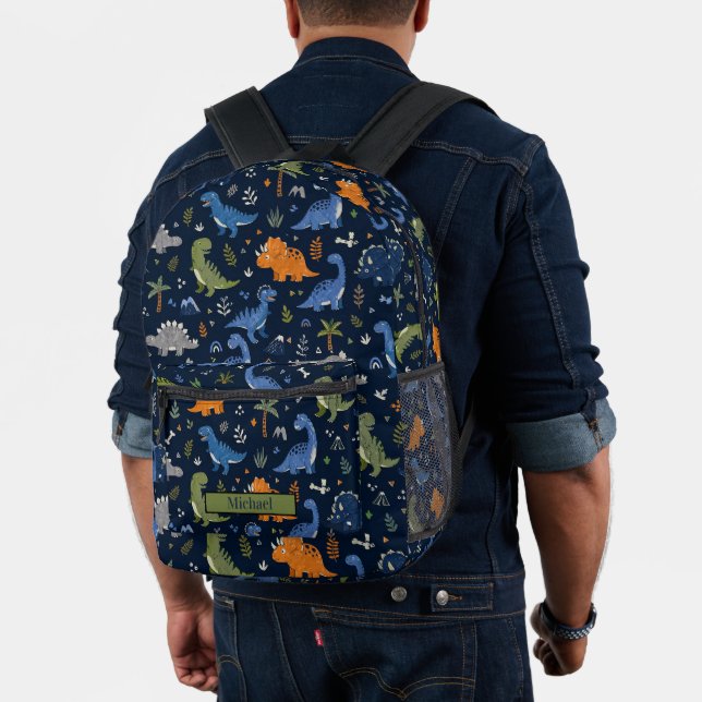 Cute Dinosaur Pattern Colourful  Printed Backpack (Insitu (Model))