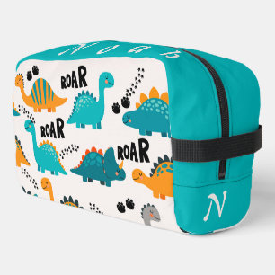 Cute Dinosaur Pattern Custom Monogram Name Kids Dopp Kit