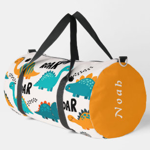 Cute Dinosaur Pattern Custom Monogram Name Kids Duffle Bag