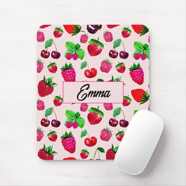 Cute Dinosaur Pattern Custom Monogram Name Kids Mouse Mat (With Mouse)